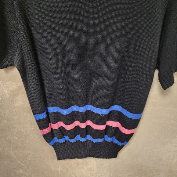 Kenneth Too VTG Women's Black Embroidered Sweater  With Multi Color Trim Sz S - Picture 6 of 15